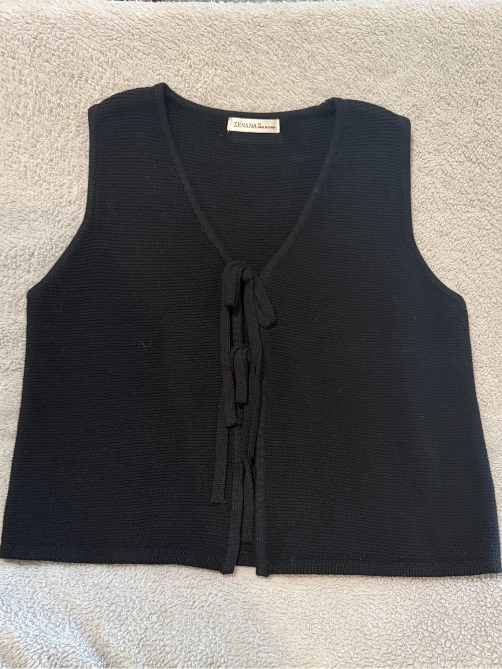 Zenana Outfitters Black Knit Tie-Front Vest